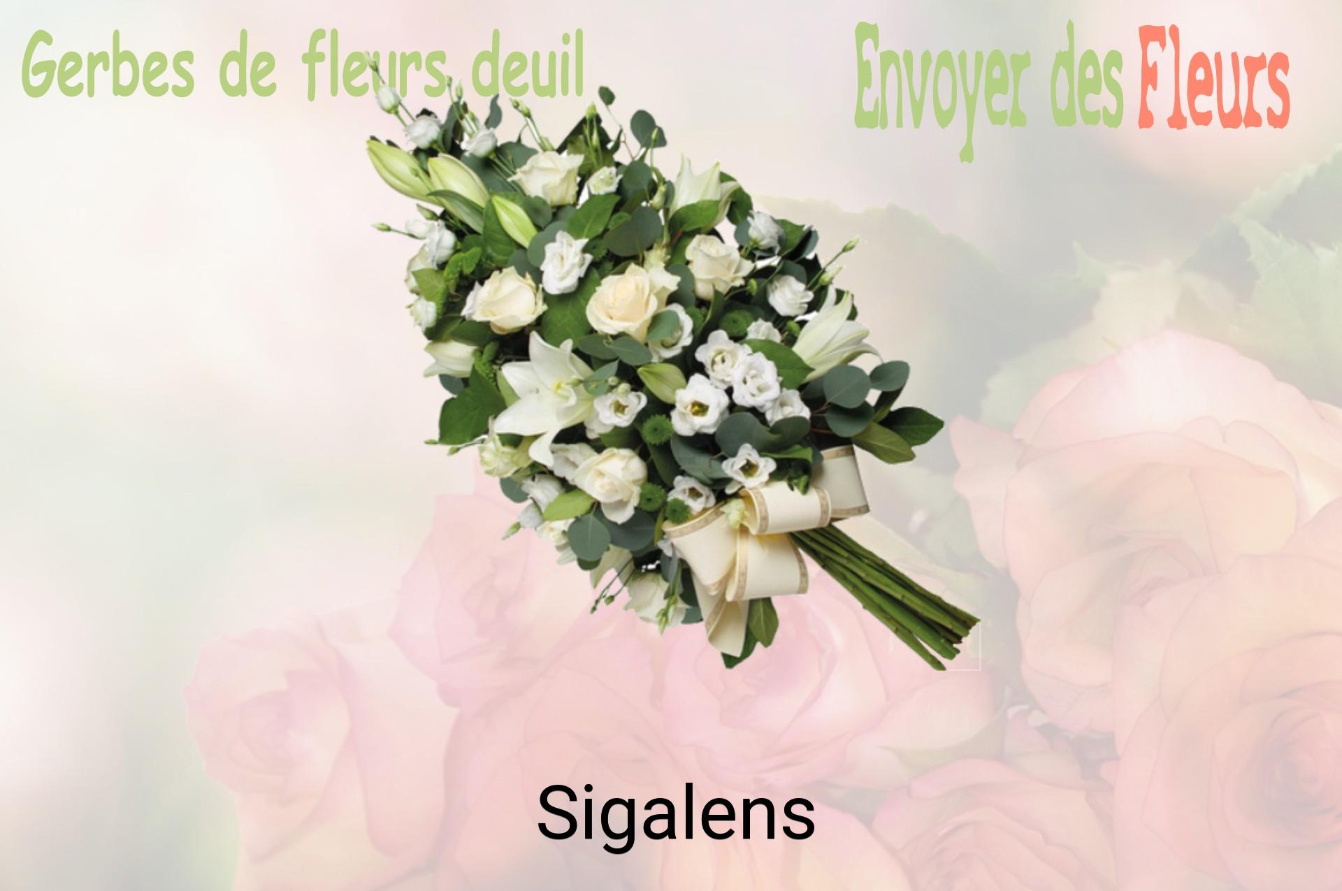 Gerbe de fleurs de deuil livrée à Sigalens